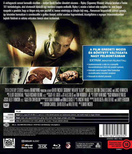 detail Vetřelec 3 - Blu-ray původní a prodloužená verze (maďarský obal)